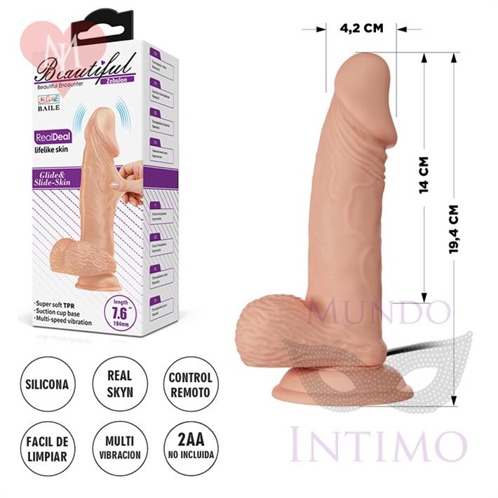 Dildo con vibracion y sopapa de textura pellizcable