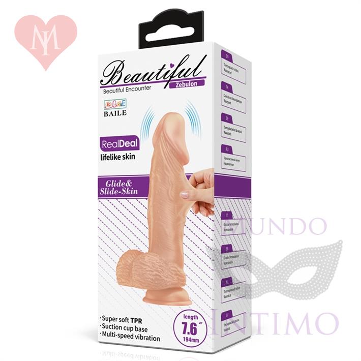 Dildo con vibracion y sopapa de textura pellizcable