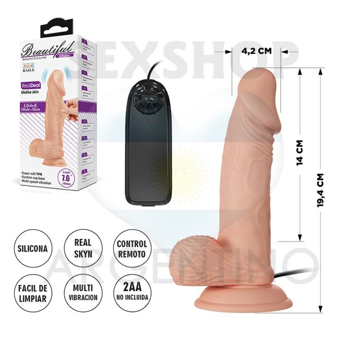 Dildo con vibracion y sopapa de textura pellizcable