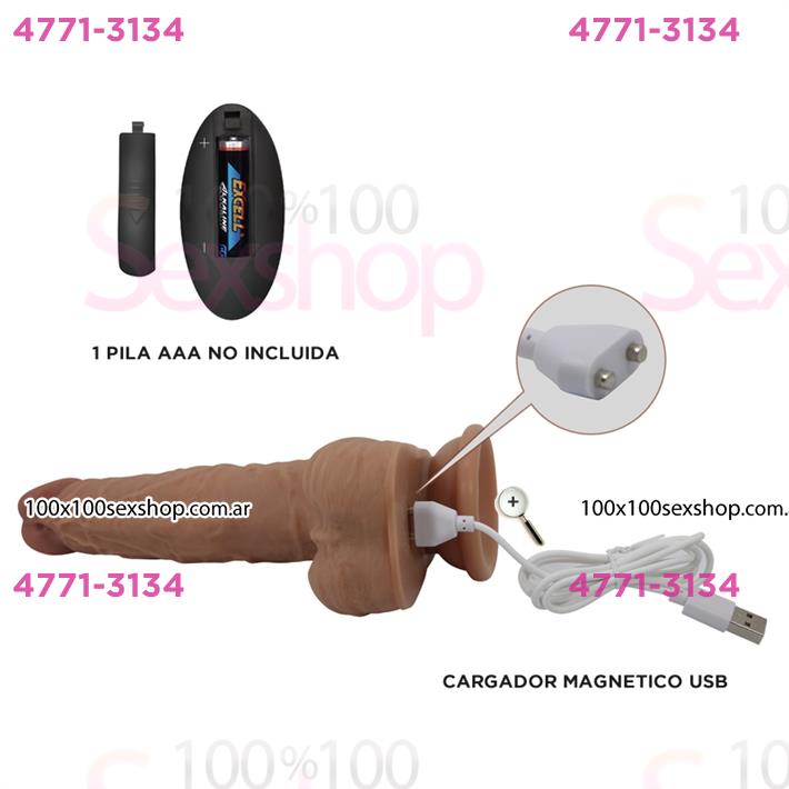 Dildo realista con control remoto: vibración, empuje automático y base con ventosa