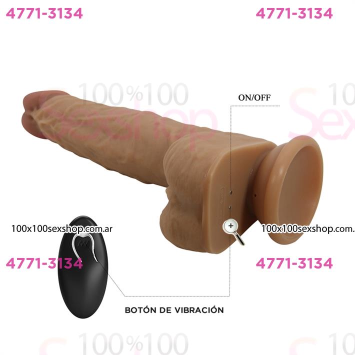 Dildo realista con control remoto: vibración, empuje automático y base con ventosa