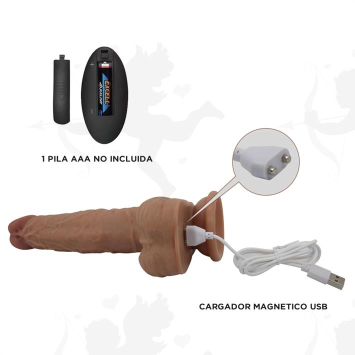 Dildo realista con control remoto: vibración, empuje automático y base con ventosa