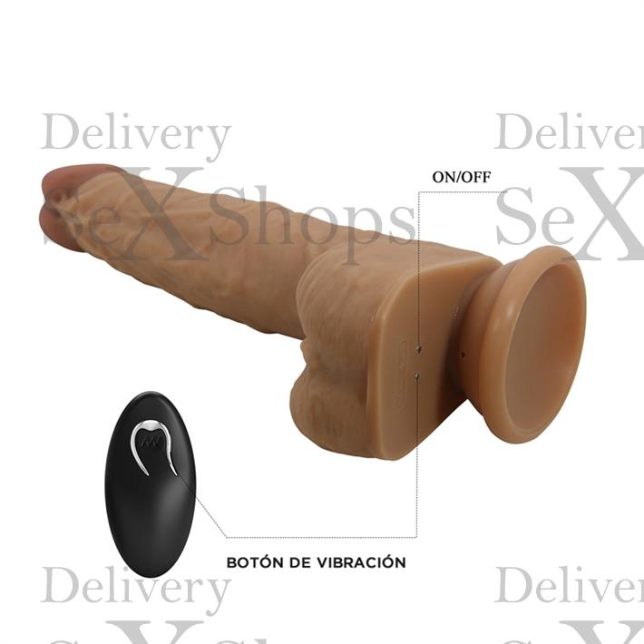 Dildo realista con control remoto: vibración, empuje automático y base con ventosa