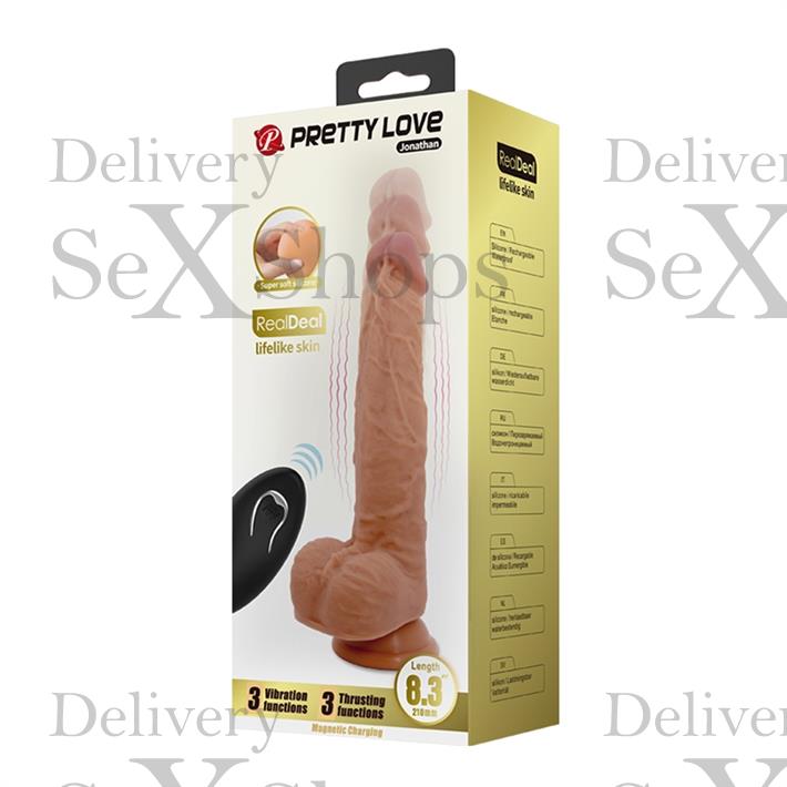 Dildo realista con control remoto: vibración, empuje automático y base con ventosa