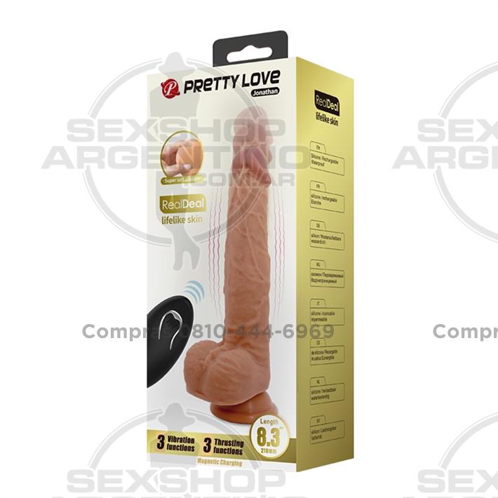 Dildo realista con control remoto: vibración, empuje automático y base con ventosa