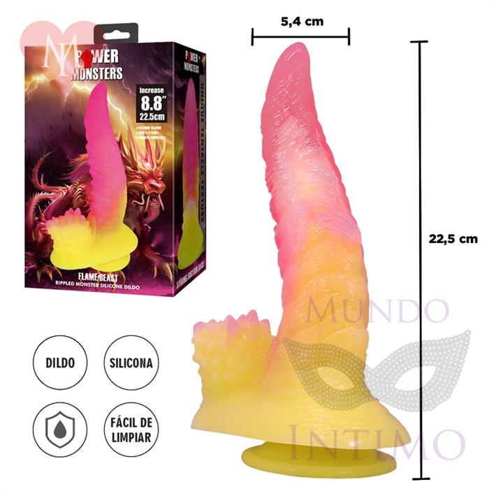  Monster Flame Beast dildo doble con sopapa 