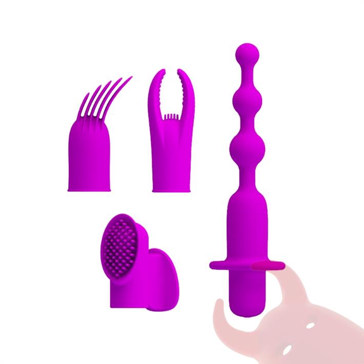 Vibrador con 12 funciones de vibración, 4 estilos diferentes de funda de silicona con recarga USB