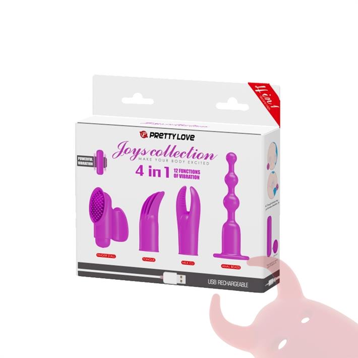 Vibrador con 12 funciones de vibración, 4 estilos diferentes de funda de silicona con recarga USB