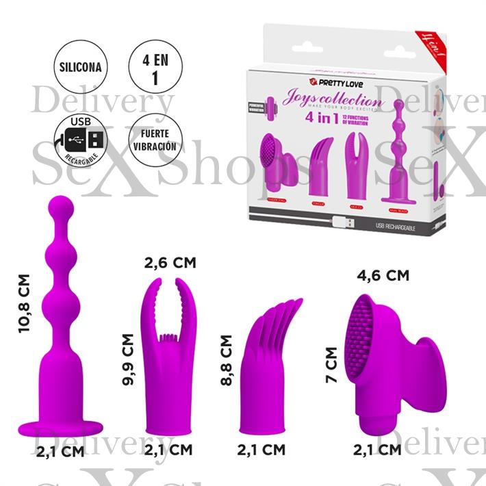 Vibrador con 12 funciones de vibración, 4 estilos diferentes de funda de silicona con recarga USB Vibrador con 12 funciones de vibración, 4 estilos diferentes de funda de silicona con recarga USB