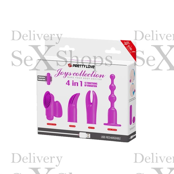 Vibrador con 12 funciones de vibración, 4 estilos diferentes de funda de silicona con recarga USB