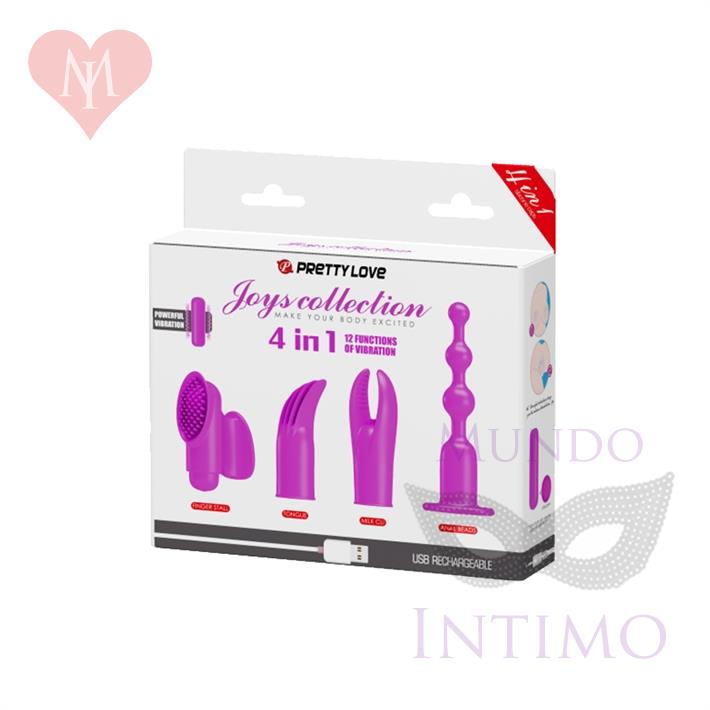 Vibrador con 12 funciones de vibración, 4 estilos diferentes de funda de silicona con recarga USB