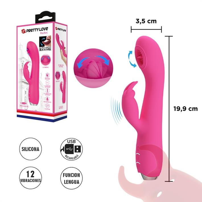 Masajeador de punto G con estimulacion clitorial y carga USB 