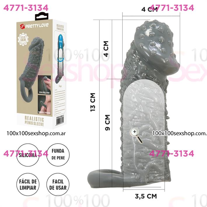 Funda para pene realistica de 13 cm de largo