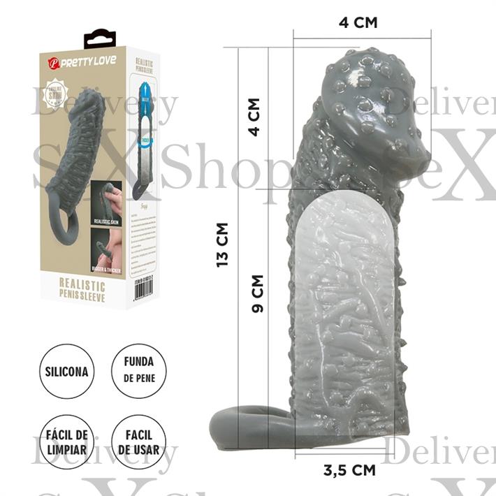  Funda para pene realistica de 13 cm de largo 