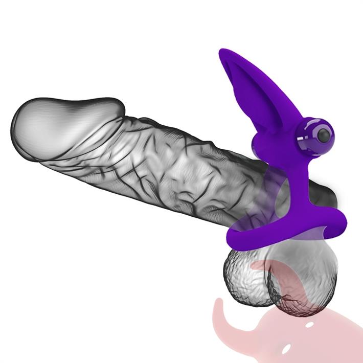 Anillo con agarre de testiculos y vibrador para clitoris