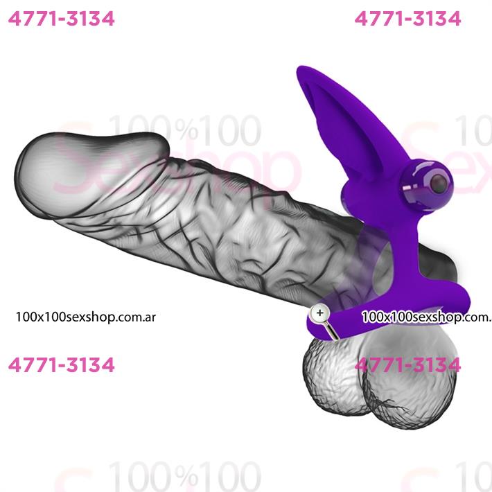 Anillo con agarre de testiculos y vibrador para clitoris