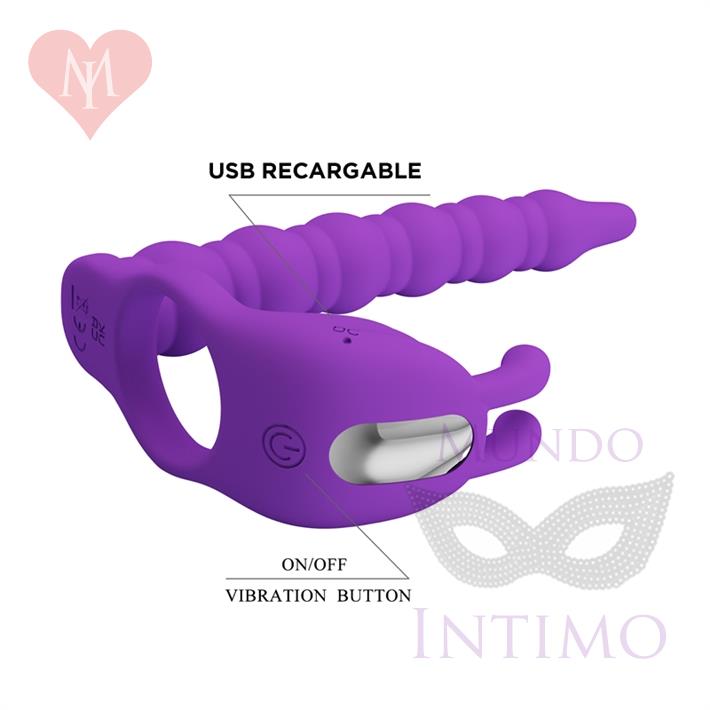 Anillo doble penetracion con vibracion y carga USB