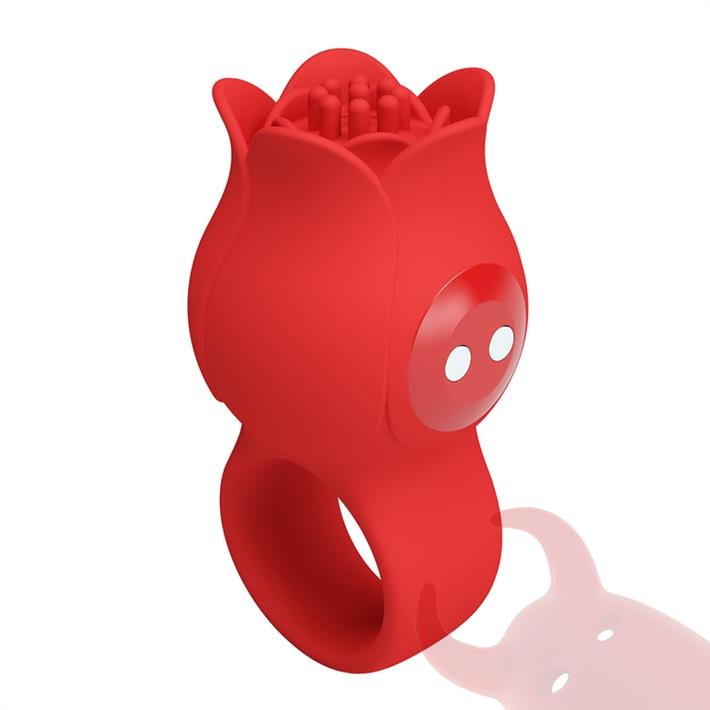 Vibrador en Forma de Rosa para Dedo con 10 Modos de Vibración