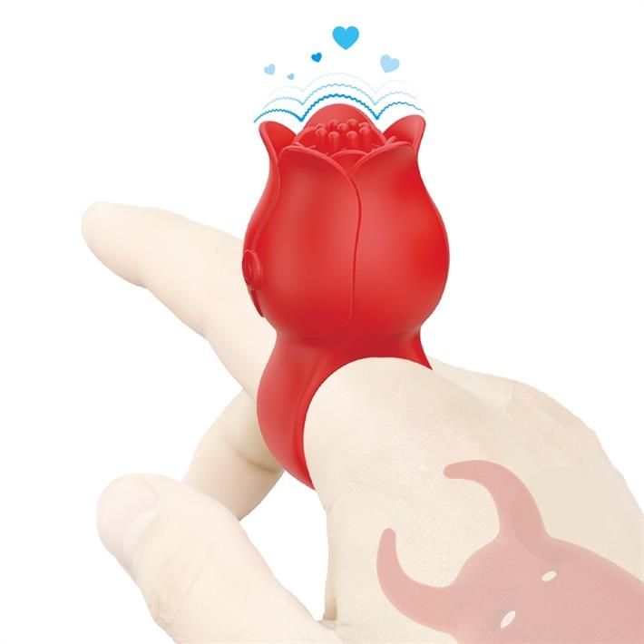 Vibrador en Forma de Rosa para Dedo con 10 Modos de Vibración