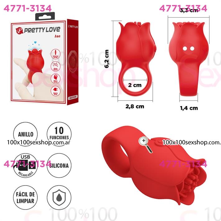 Vibrador en Forma de Rosa para Dedo con 10 Modos de Vibración