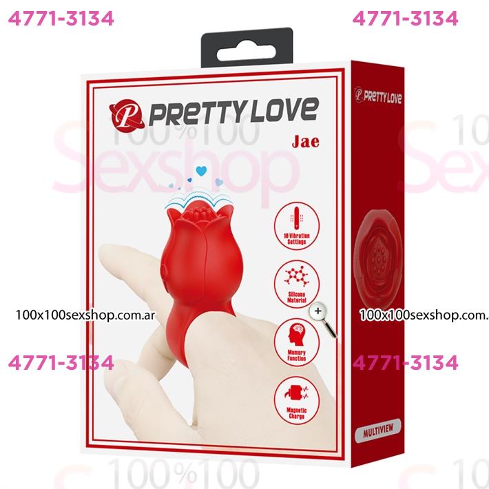 Vibrador en Forma de Rosa para Dedo con 10 Modos de Vibración