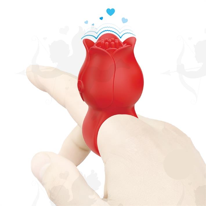 Vibrador en Forma de Rosa para Dedo con 10 Modos de Vibración