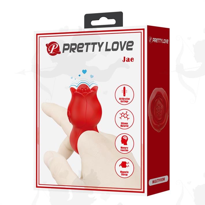 Vibrador en Forma de Rosa para Dedo con 10 Modos de Vibración
