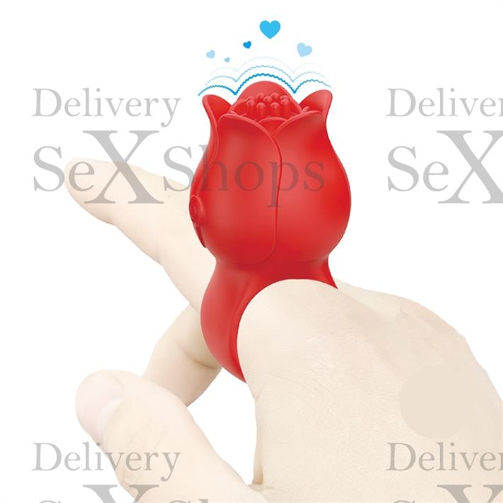 Vibrador en Forma de Rosa para Dedo con 10 Modos de Vibración Vibrador en Forma de Rosa para Dedo con 10 Modos de Vibración