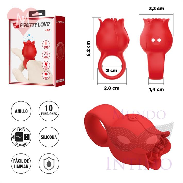 Vibrador en Forma de Rosa para Dedo con 10 Modos de Vibración