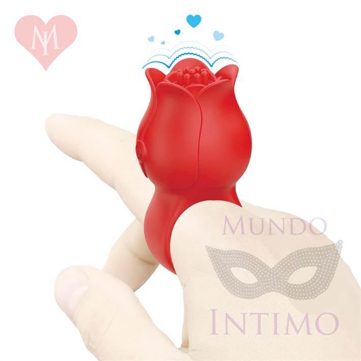 Vibrador en Forma de Rosa para Dedo con 10 Modos de Vibración