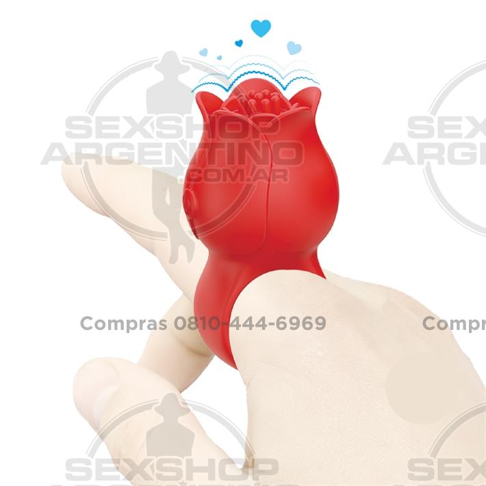 Vibrador en Forma de Rosa para Dedo con 10 Modos de Vibración