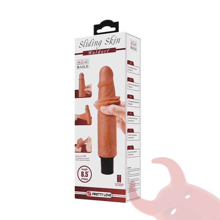 Vibrador color piel deslizante realista, vibraciones de varias velocidades y material TPR
