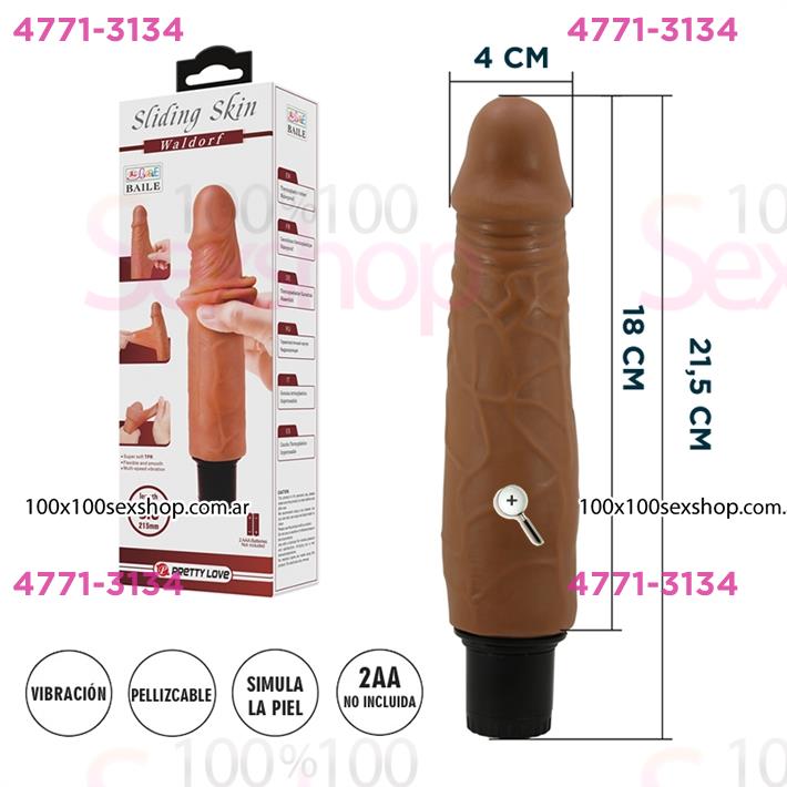 Vibrador color piel deslizante realista, vibraciones de varias velocidades y material TPR
