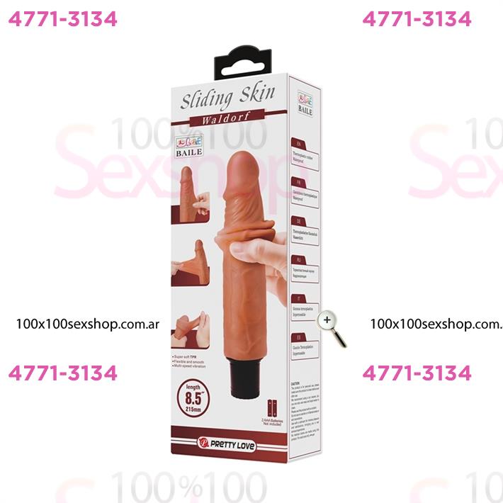 Vibrador color piel deslizante realista, vibraciones de varias velocidades y material TPR