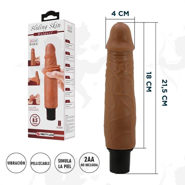 Vibrador color piel deslizante realista, vibraciones de varias velocidades y material TPR