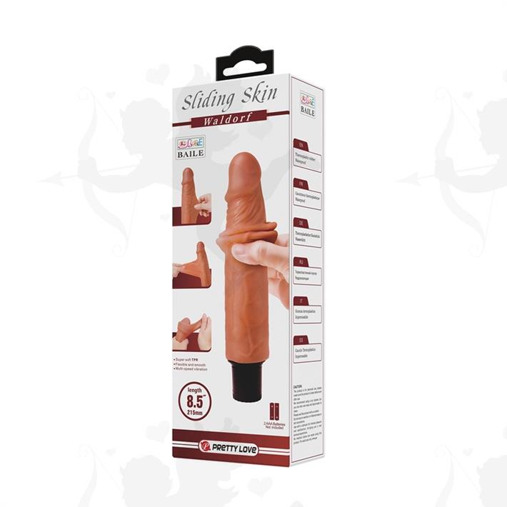 Vibrador color piel deslizante realista, vibraciones de varias velocidades y material TPR