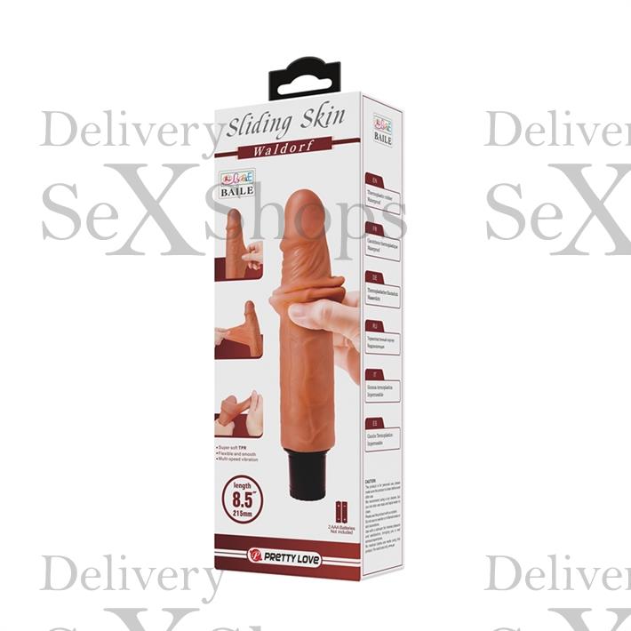 Vibrador color piel deslizante realista, vibraciones de varias velocidades y material TPR