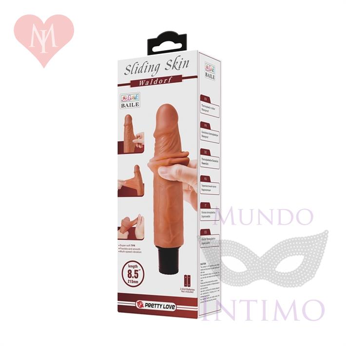 Vibrador color piel deslizante realista, vibraciones de varias velocidades y material TPR