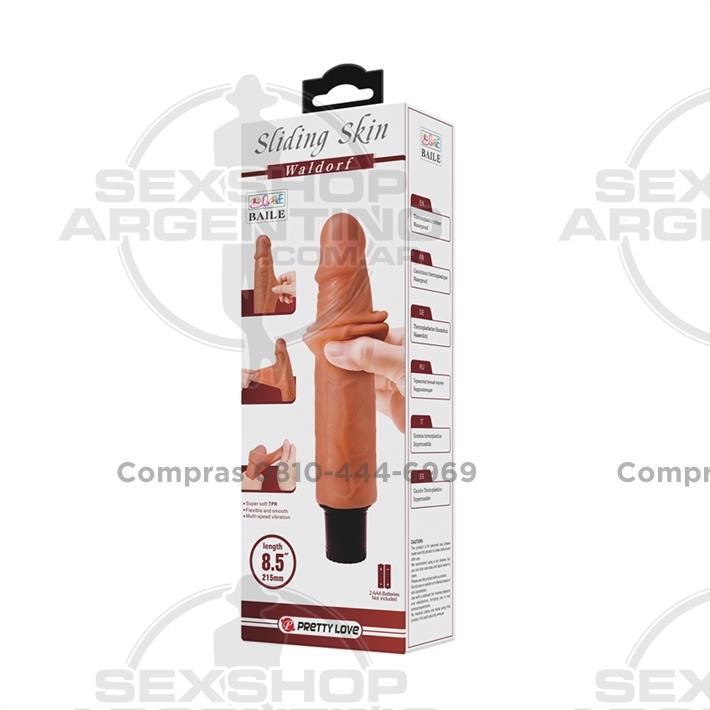 Vibrador color piel deslizante realista, vibraciones de varias velocidades y material TPR