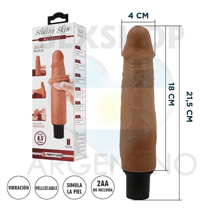 Vibrador color piel deslizante realista, vibraciones de varias velocidades y material TPR