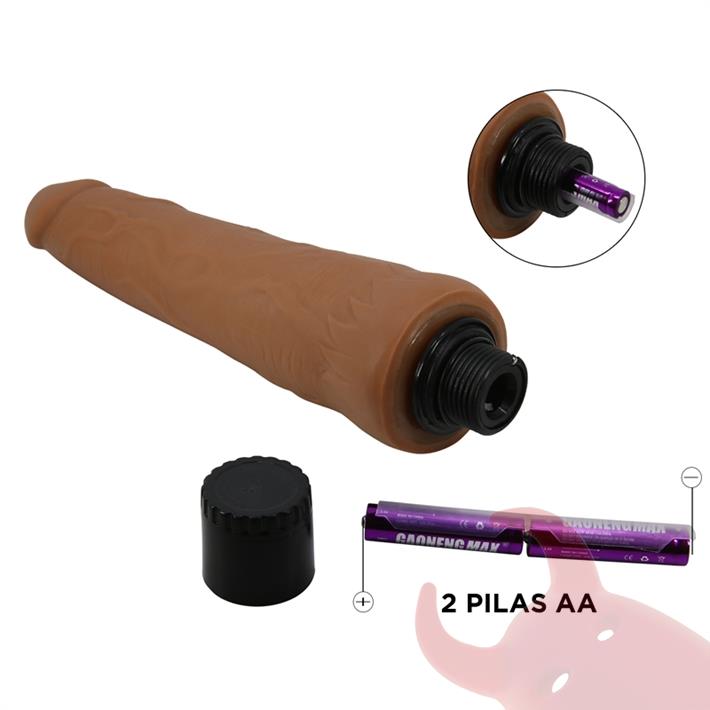 Vibrador color piel deslizante realista, vibraciones de varias velocidades y material TPR