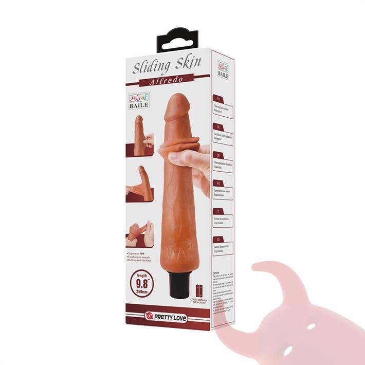 Vibrador color piel deslizante realista, vibraciones de varias velocidades y material TPR
