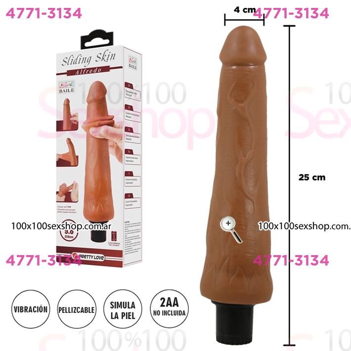 Vibrador color piel deslizante realista, vibraciones de varias velocidades y material TPR