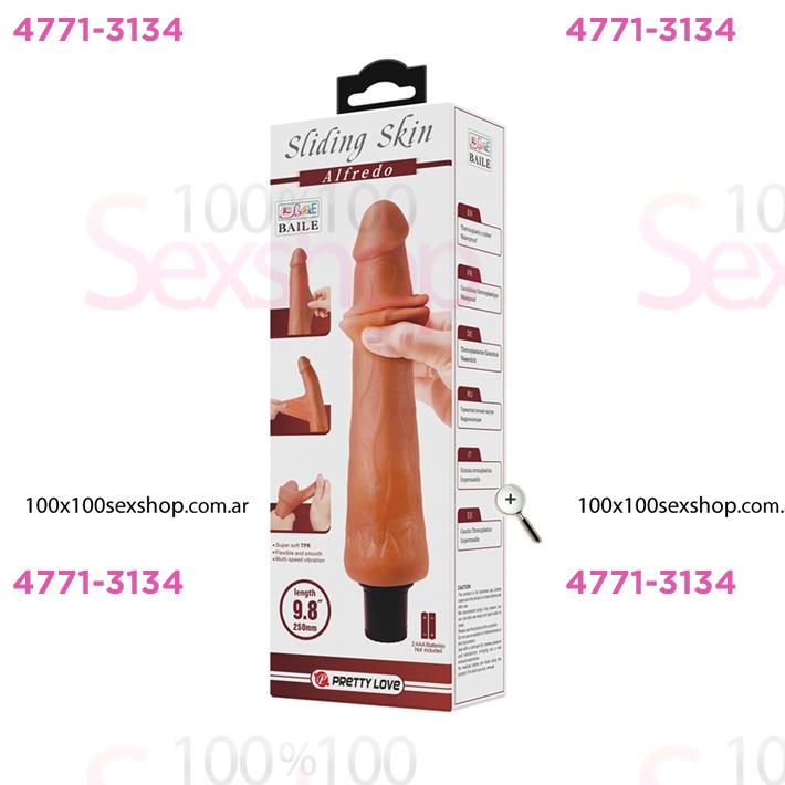 Vibrador color piel deslizante realista, vibraciones de varias velocidades y material TPR