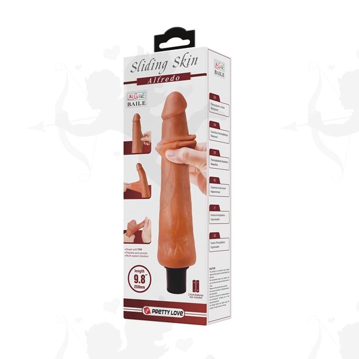 Vibrador color piel deslizante realista, vibraciones de varias velocidades y material TPR