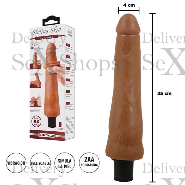 Vibrador color piel deslizante realista, vibraciones de varias velocidades y material TPR Vibrador color piel deslizante realista, vibraciones de varias velocidades y material TPR