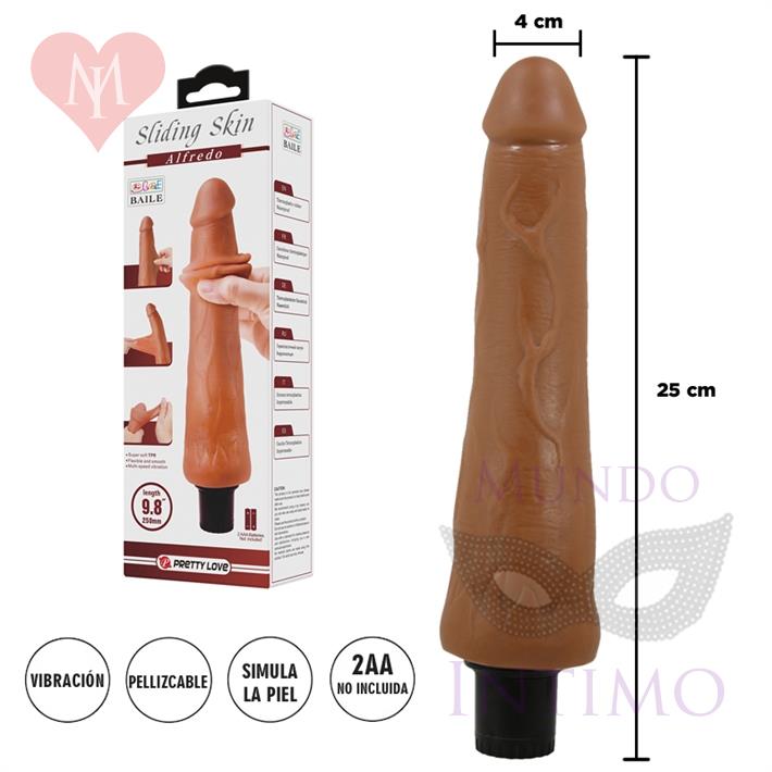  Vibrador color piel deslizante realista, vibraciones de varias velocidades y material TPR 