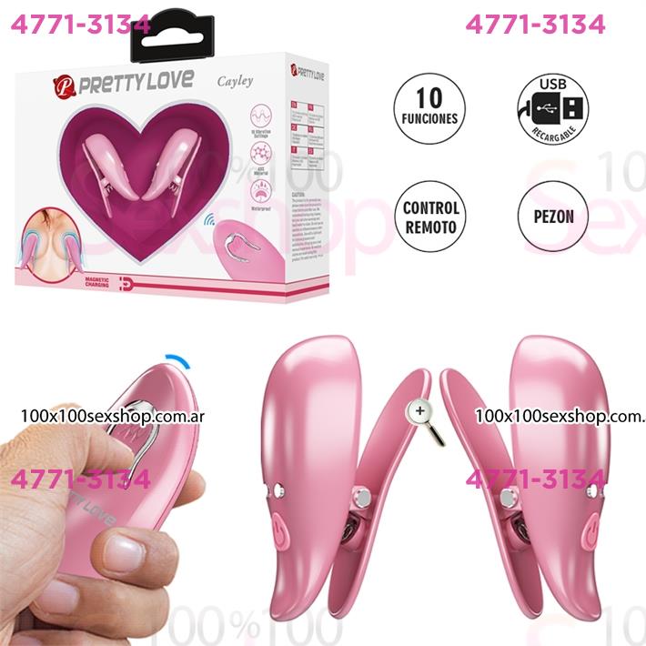 Cód: CA SS-PL-300036W - Pinzas para Pezones Rosa con 10 Modos de Vibración y Control Remoto - $ 84000