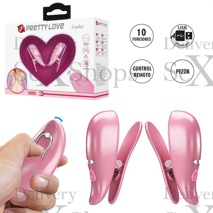 Pinzas para Pezones Rosa con 10 Modos de Vibración y Control Remoto 