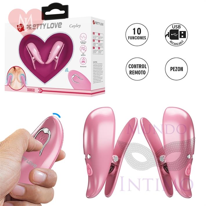 Pinzas para Pezones Rosa con 10 Modos de Vibración y Control Remoto